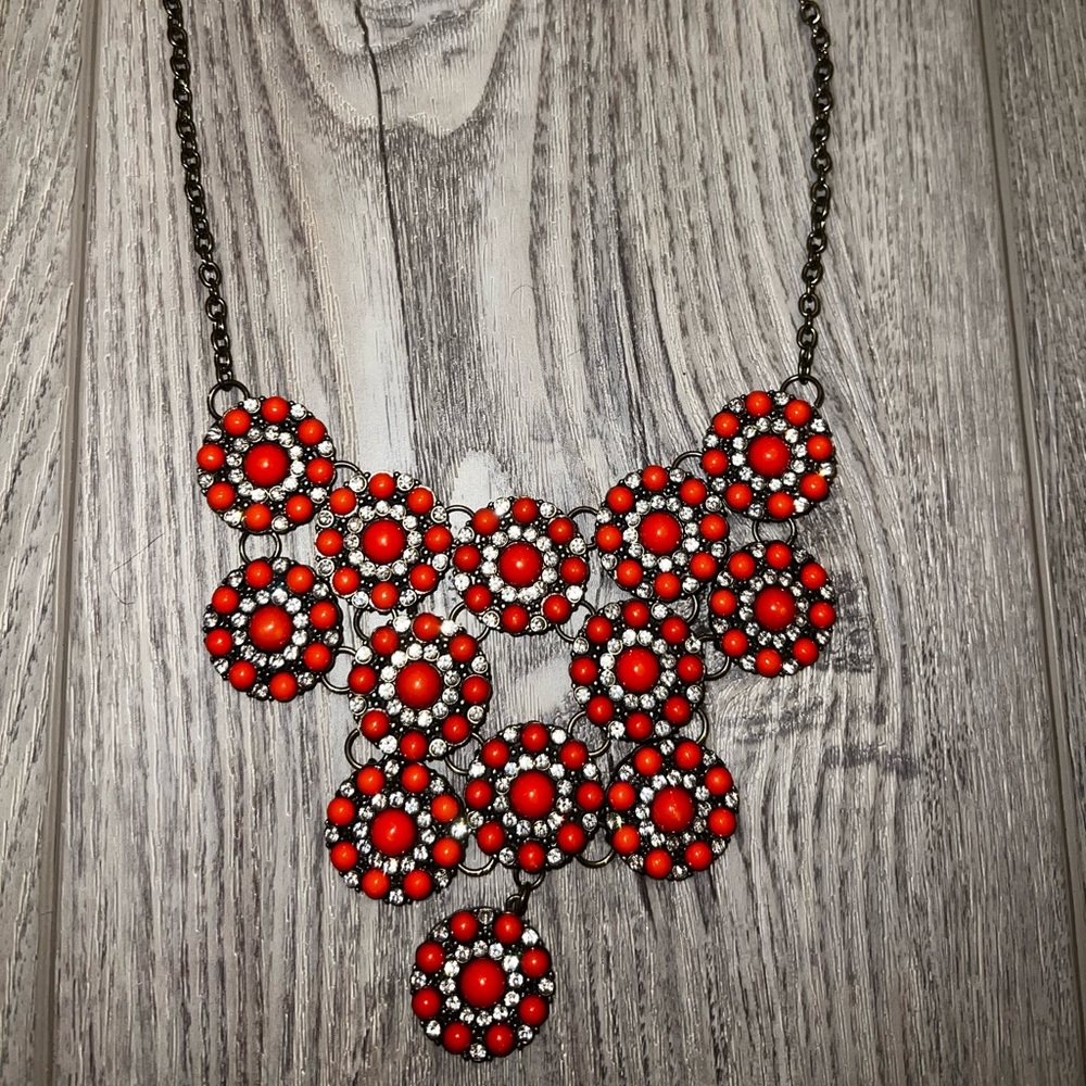 Orange statement necklace - Picture 2 of 2